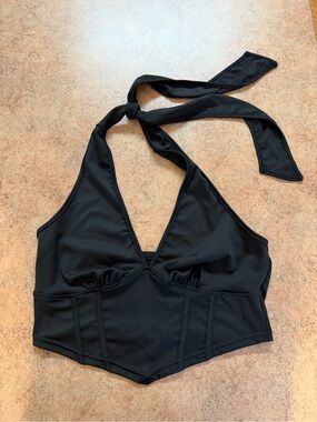Black Halter Crop Top